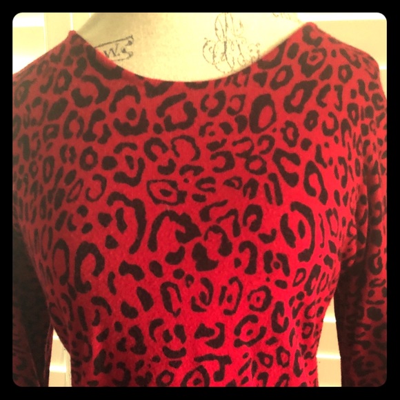 Alfani Sweaters - Alfani Red Leopard Sweater